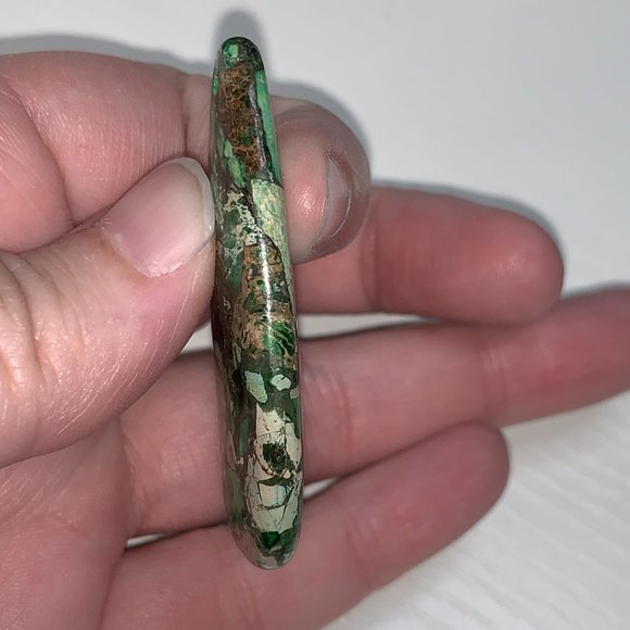 Green Sea Sediment Jasper Teardrop Focal Drop - Picture 5 of 6